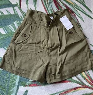 Reiss Ultra High-Waist Olive Green Shorts - Size 0